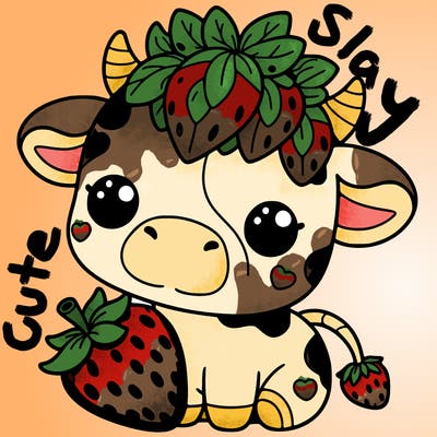 cute strawberry cow