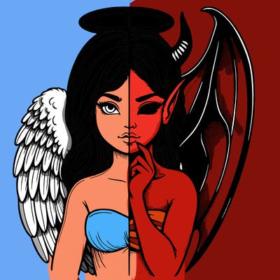 realistic angel half demon