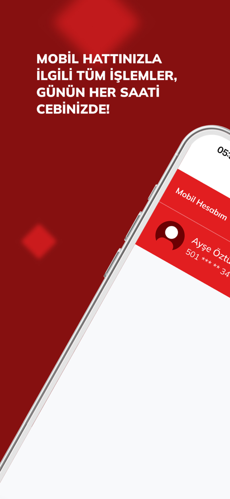 Bimcell Online İşlemler - Bimcell mobile app showing account management and user profile details