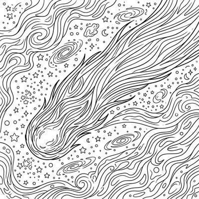 Embark on an interstellar adventure with this intricate coloring page featuring the famous Hale-Bopp Comet. Unleash your creativity as you bring this cosmic wonder to life amidst a swirling tapestry of stars and galaxies.