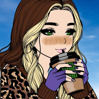 realistic girl drinking coffee