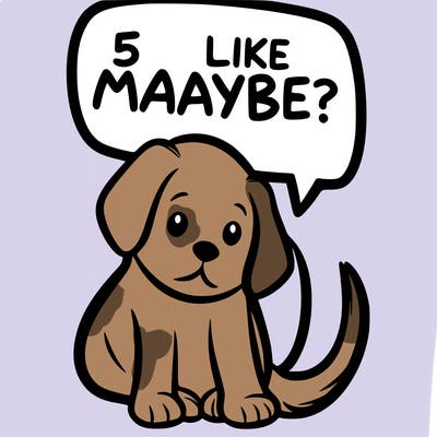 a puppy that says 5 like maybe