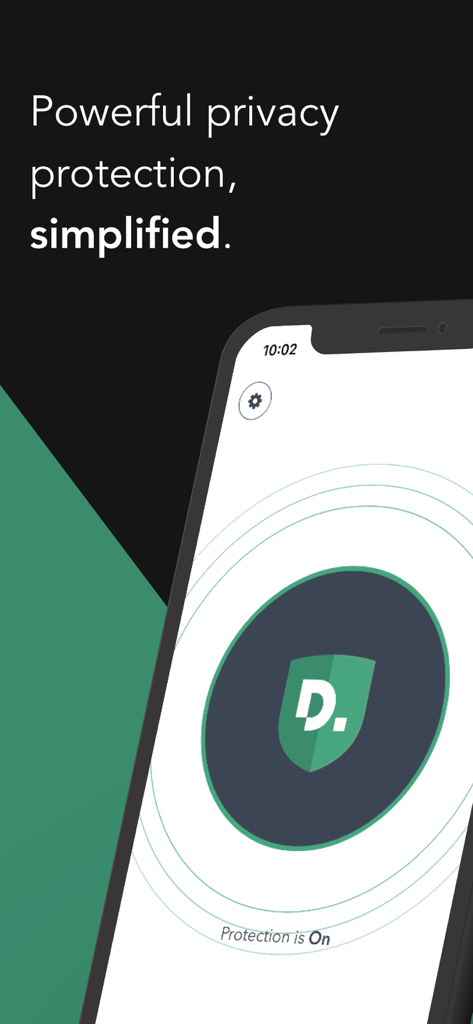 PrivacyPro SmartVPN & Firewall - PrivacyPro SmartVPN app on iPhone showing active protection status and simplified privacy slogan