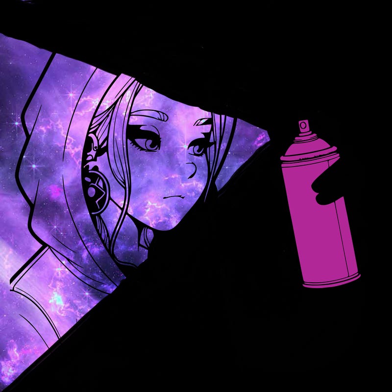 a realistic girl, spray painting