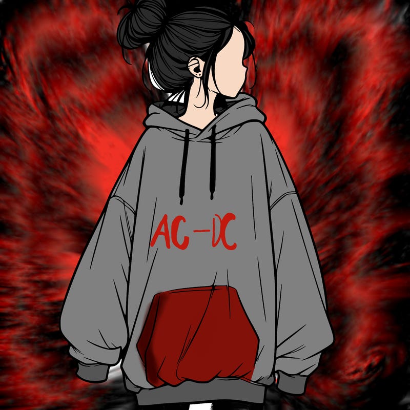 realistic girl with a oversized sweatshirt on and a bun