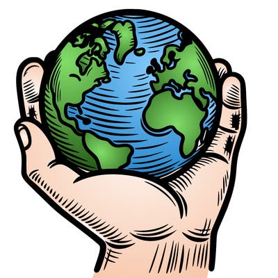 hand holding earth