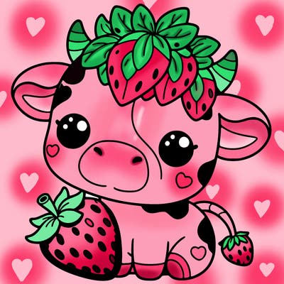 cute strawberry cow