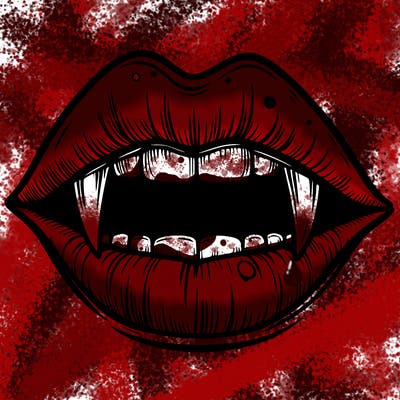 lips with vampire teeth