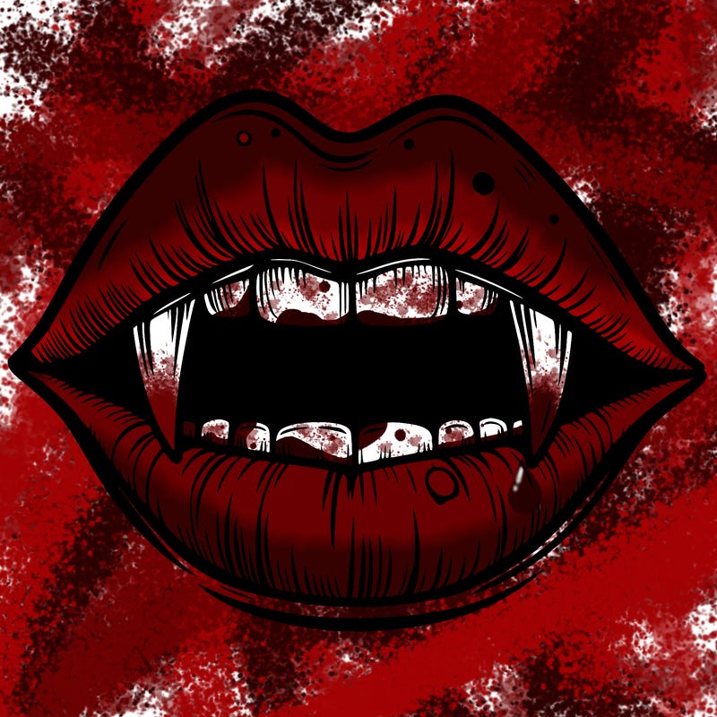 lips with vampire teeth