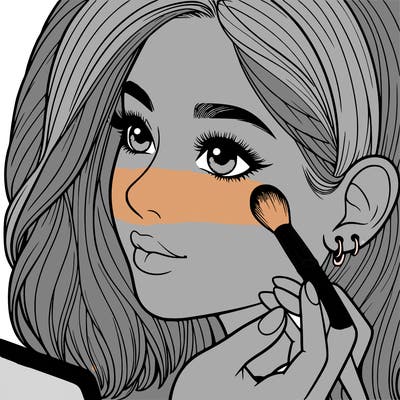 a realistic girl doing her makeup