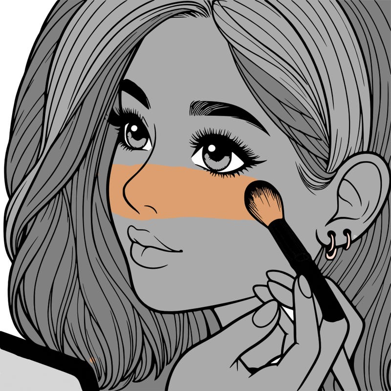 a realistic girl doing her makeup