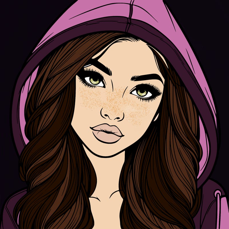 realistic beautiful girl with a hood on