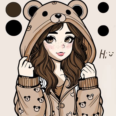 realistic girl in a animal pjs hoodie