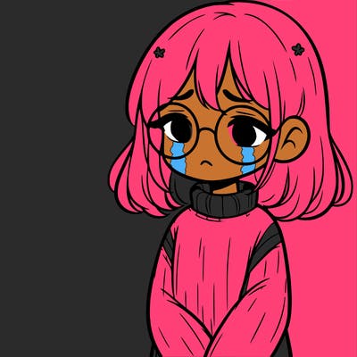 sad girl with glasses in a sweater
