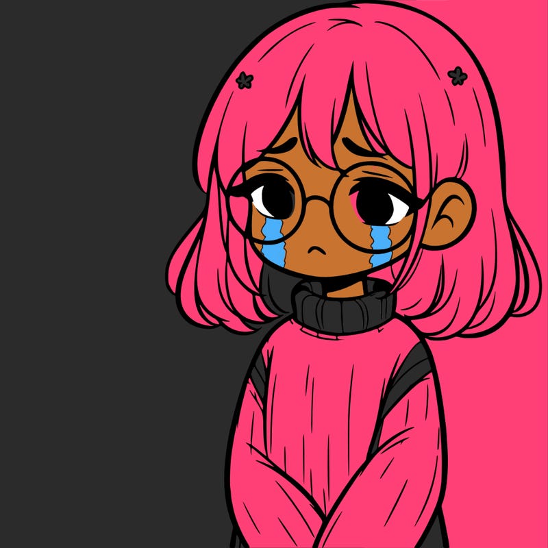 sad girl with glasses in a sweater