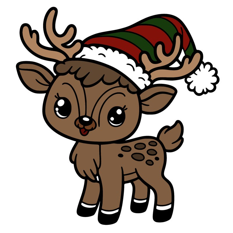 christmas reindeer with santa hat