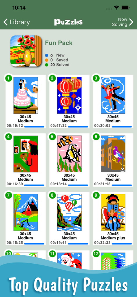 Block-a-Pix: Block Puzzle - A gallery of completed colorful pixel art puzzles in the Block-a-Pix app library.