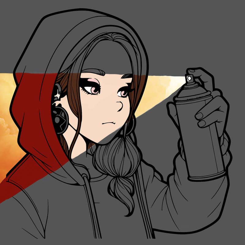 a realistic girl, spray painting