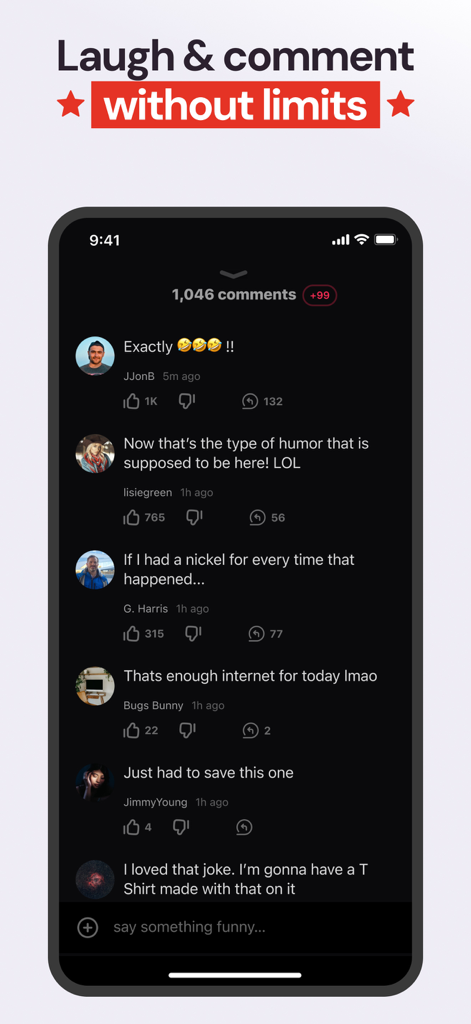 A screenshot of the ABPV app showing a community comment section with users reacting to funny memes and videos.