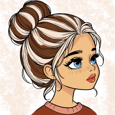 realistic girl with bun
