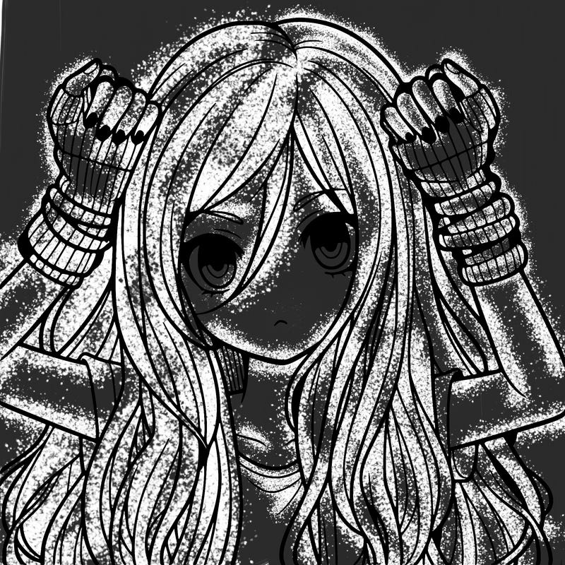 long haired girl with fingerless gloves