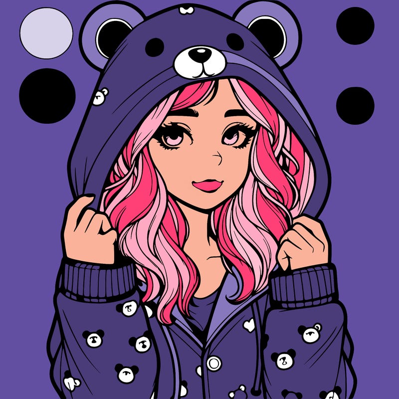 realistic girl in a animal pjs hoodie