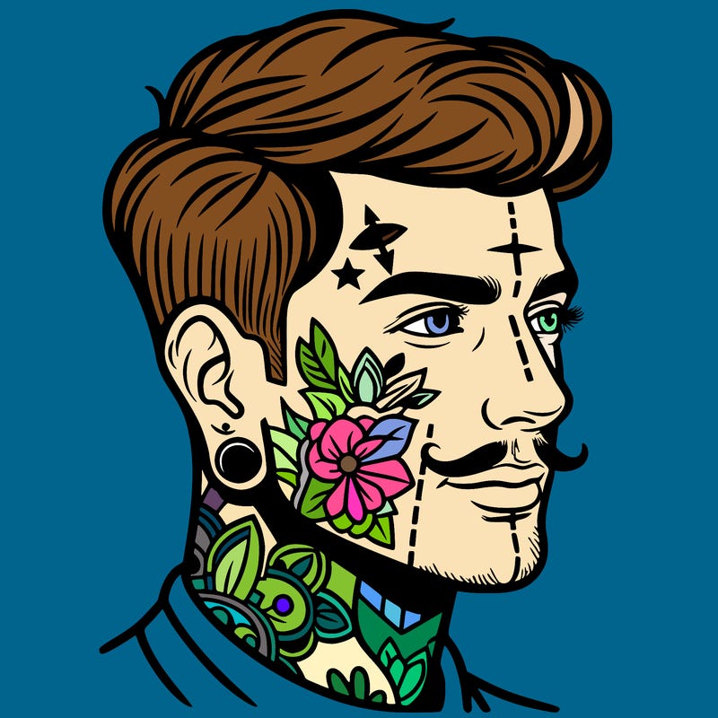 man with face tattoos