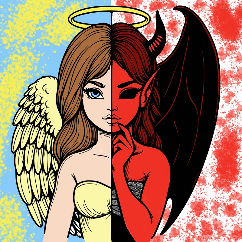 realistic angel half demon