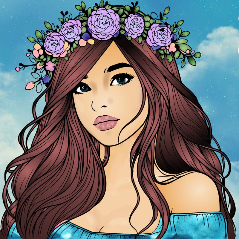 realistic girl with flower crown