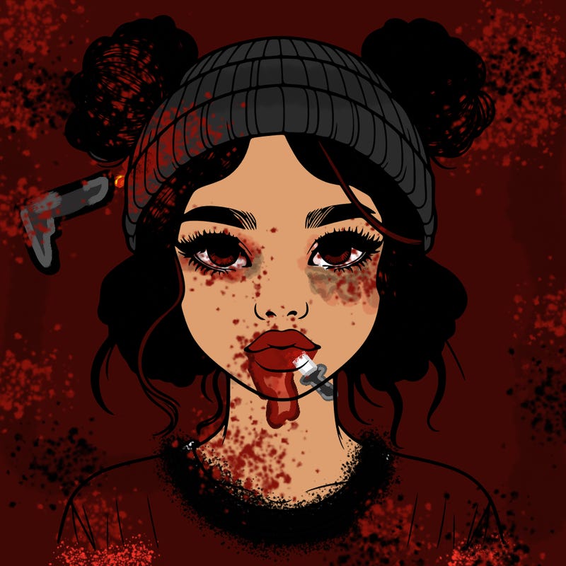 realistic girl with buns in her hair with a beanie on