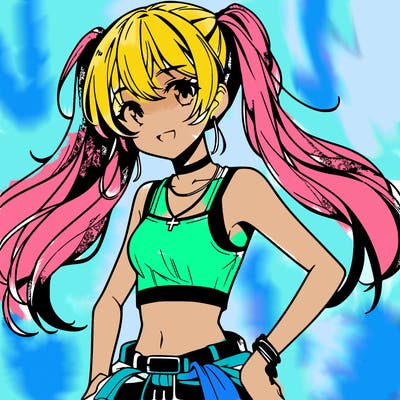 anime girl wearing crop top