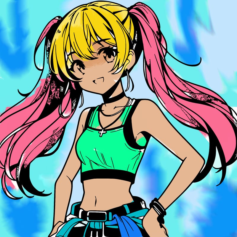anime girl wearing crop top
