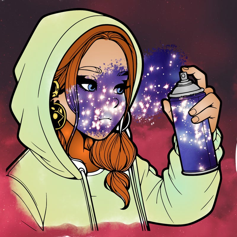 a realistic girl, spray painting