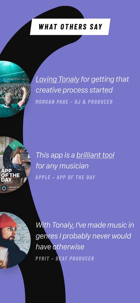 TONALY: Write & Practice Songs - User testimonials and professional reviews for Tonaly music songwriting app