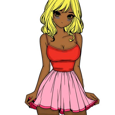 realistic girl in short dress