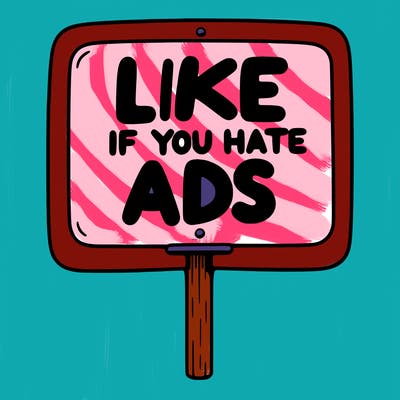 a sign that says like if you hate ads