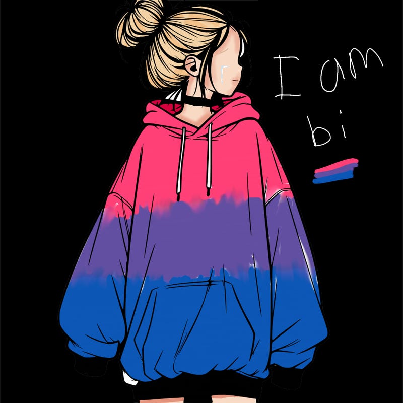 realistic girl with a oversized sweatshirt on and a bun