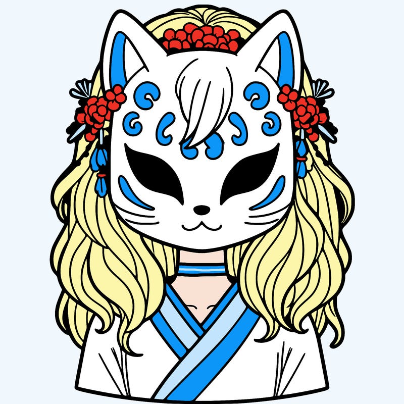 girl with kitsune mask