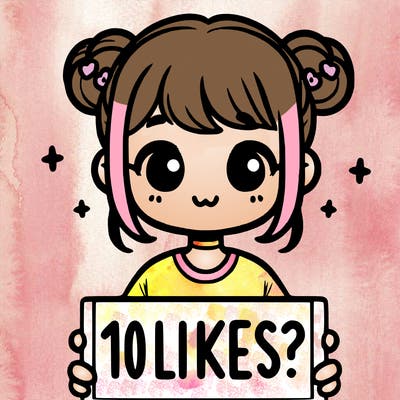 cute girl that is holding a sign that says 10 likes?