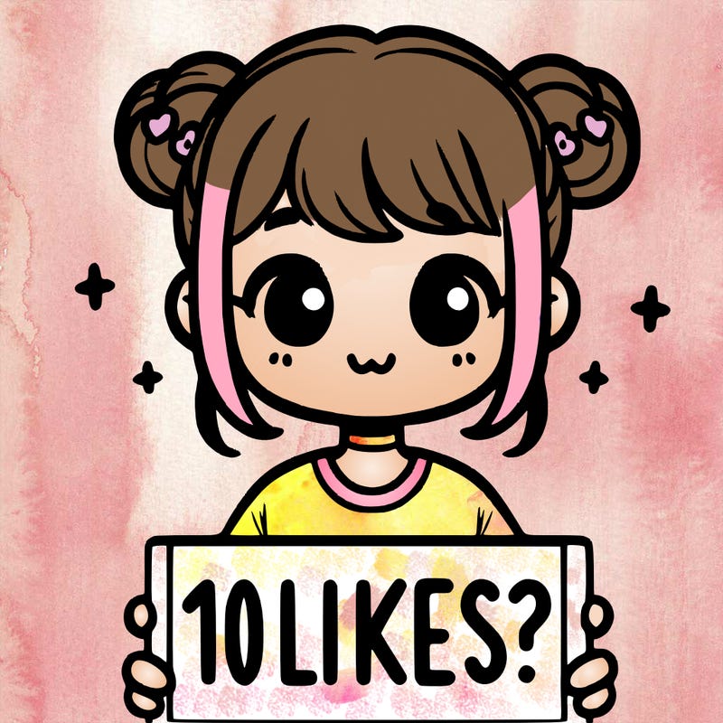 cute girl that is holding a sign that says 10 likes?