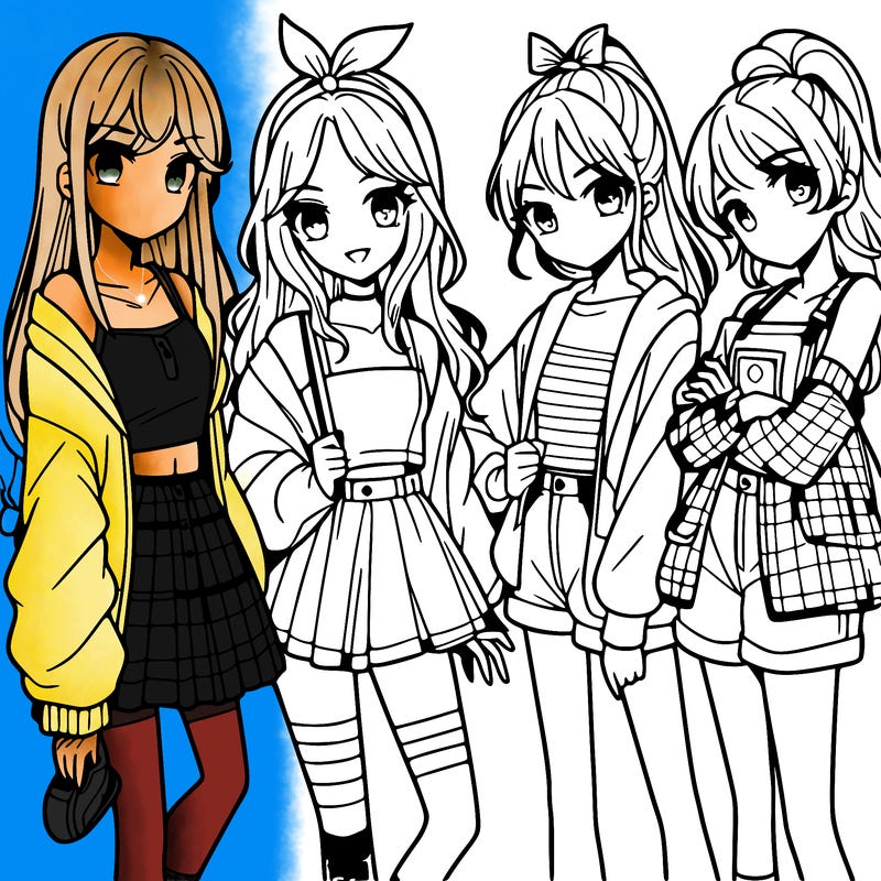 teen manga girls group of 4