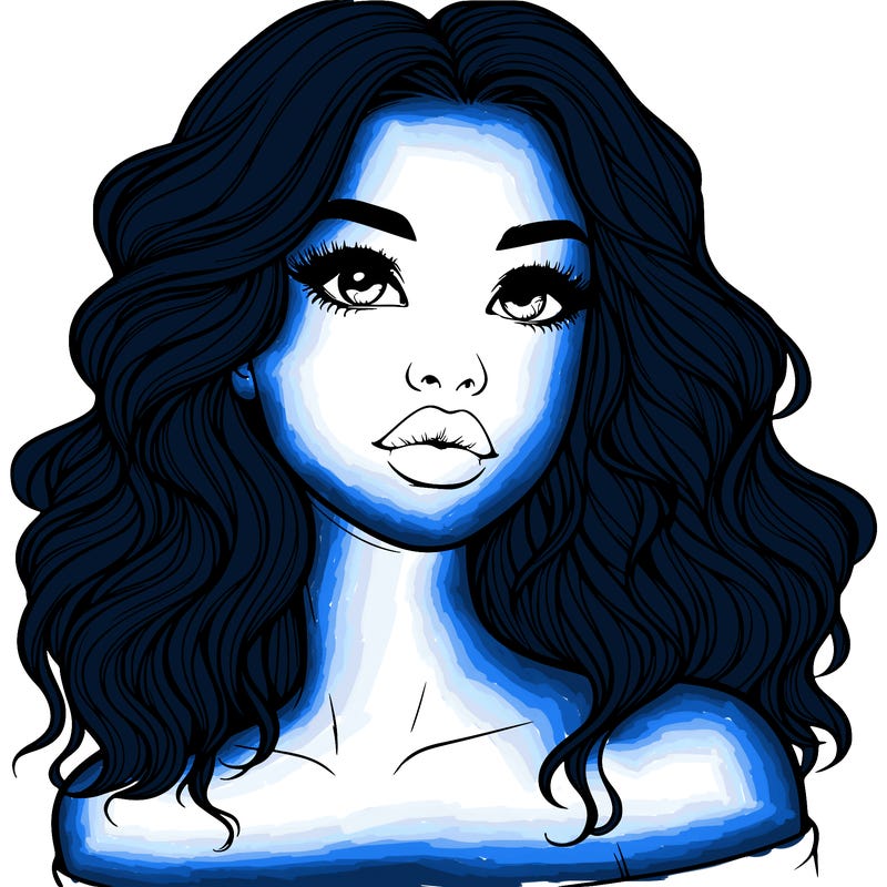 realistic girl with wavy hair and lips