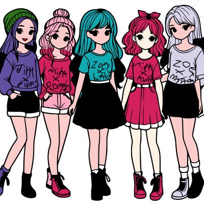 a group of five girls