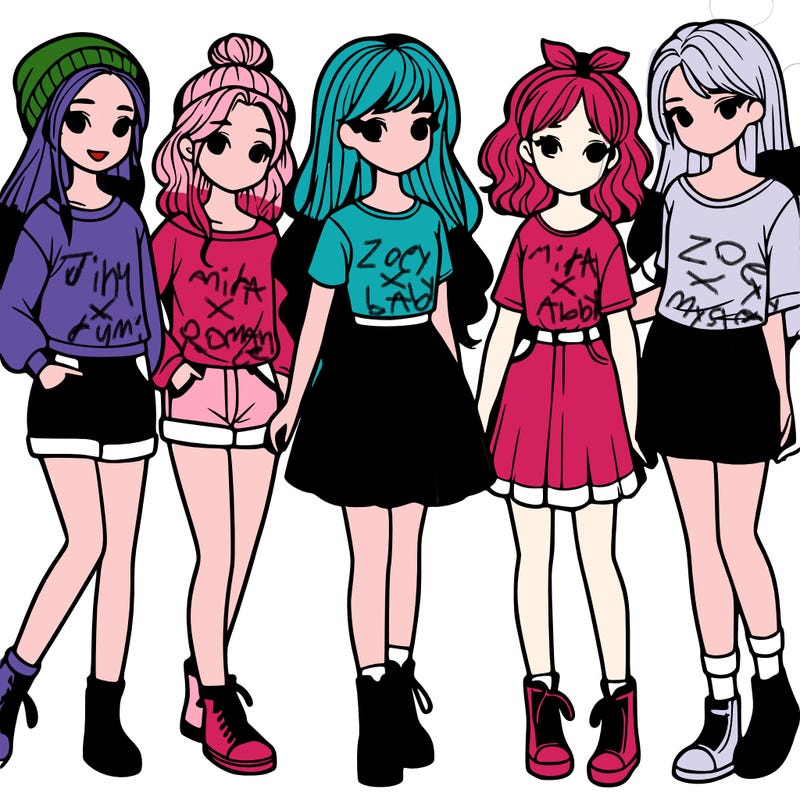 a group of five girls