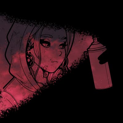 a realistic girl, spray painting