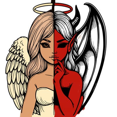 realistic angel half demon