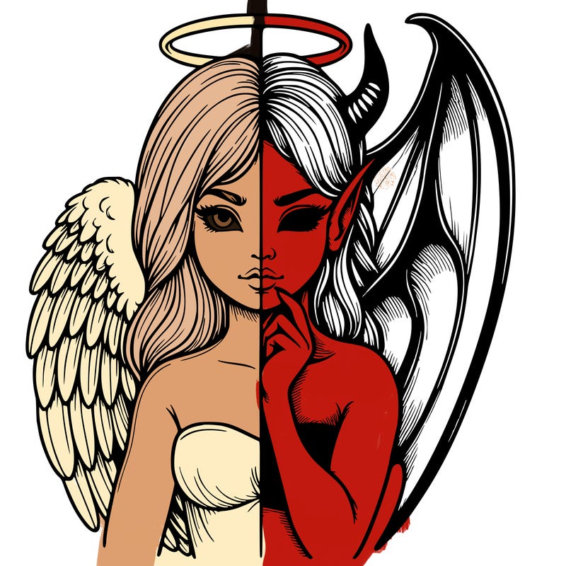 realistic angel half demon