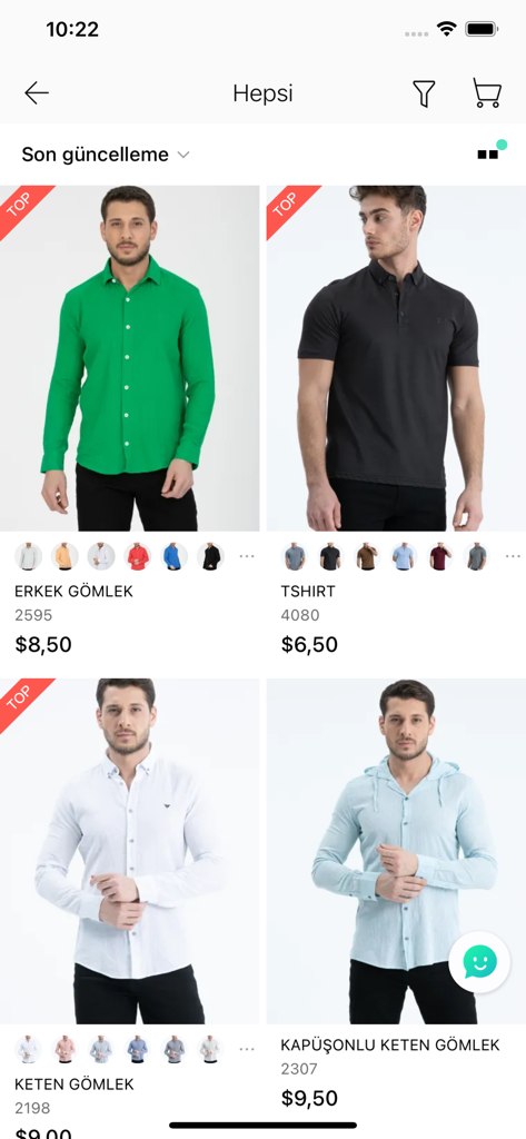 Redline - Interfaz de la aplicación mayorista Redline mostrando un catálogo de camisas de hombre con precios y opciones de estilo