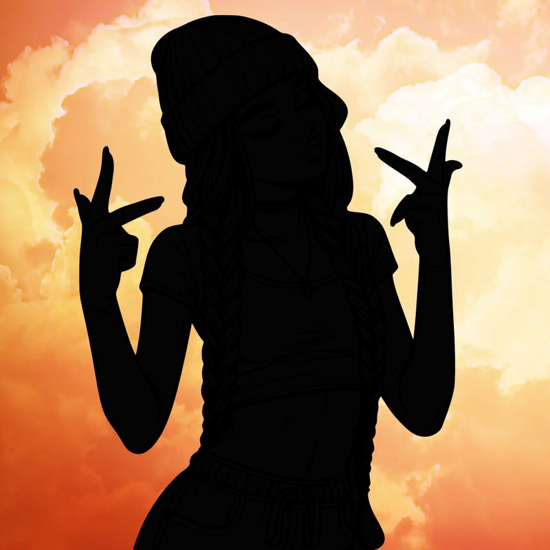 realistic teenage girl with braids and a beanie and crop top doing 🫶🏼