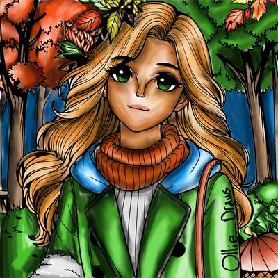 realistic girl in autumn
